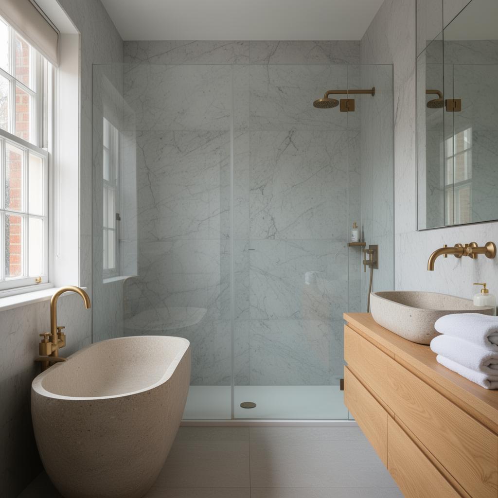 Modern white bathroom renovation