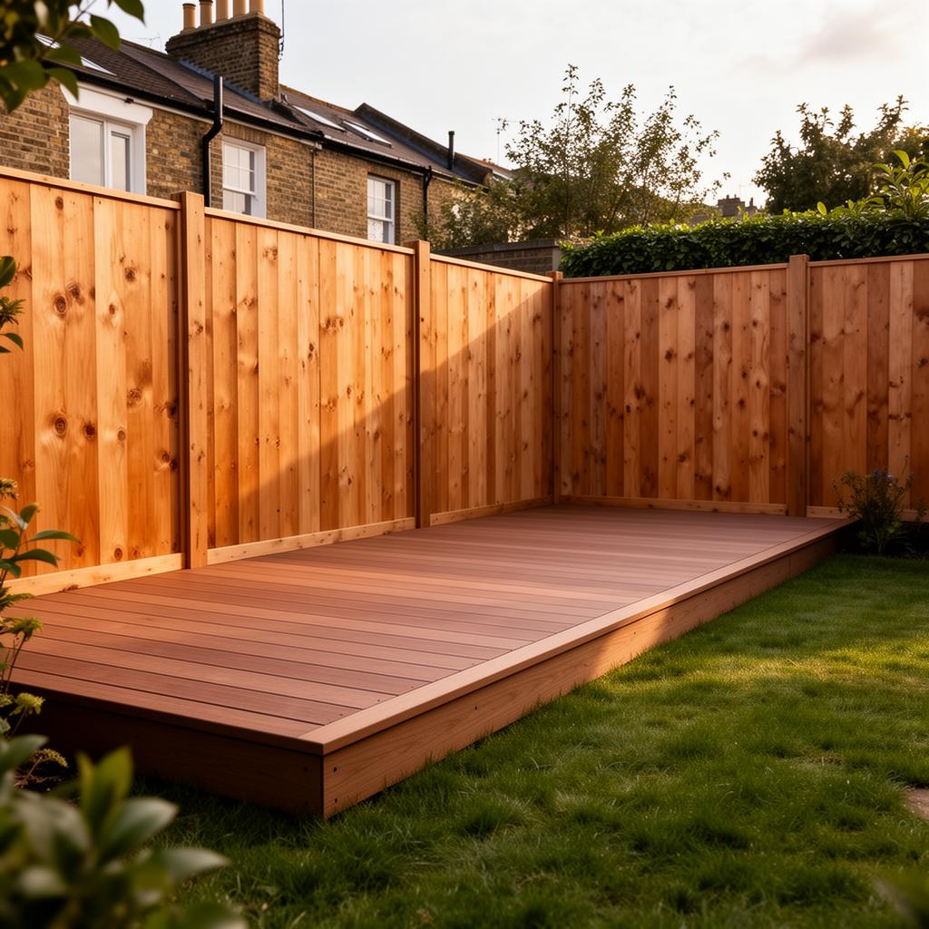 Newly installed timber fencing and decking