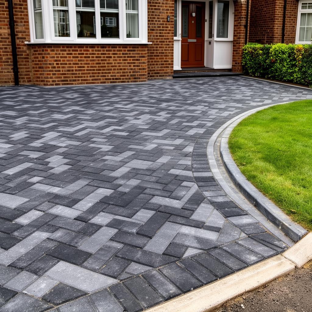 Newly laid block paving driveway